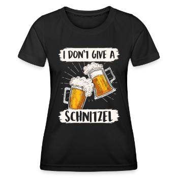 Schnitzel Shirt Bayerisch I don't Give a Schnitzel - Frauen Funktions-T-Shirt - Schwarz - Vorne - AI Model Female 172 light (172cm)