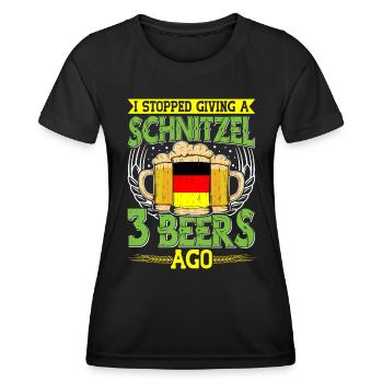 Deutschland Bierfan Stopped Giving a Schnitzel - Frauen Funktions-T-Shirt - Schwarz - Vorne - AI Model Female 172 light (172cm)