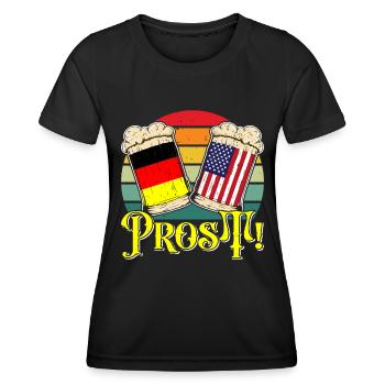 Prost! Deutschland Bierkrug USA - Frauen Funktions-T-Shirt - Schwarz - Vorne - AI Model Female 172 light (172cm)
