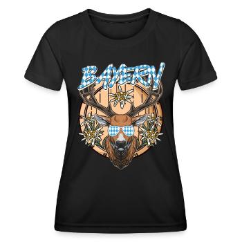 Bayernfahne Weiß Blau Traditionell - Frauen Funktions-T-Shirt - Schwarz - Vorne - AI Model Female 172 light (172cm)
