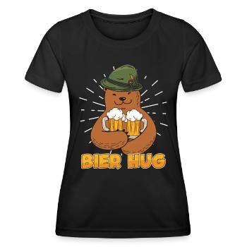 Bier Hug Bierkrug Bayern Bayerisch - Frauen Funktions-T-Shirt - Schwarz - Vorne - AI Model Female 172 light (172cm)
