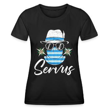 Bayerisch Servus Freistaat Bayern Blau Weiß - Frauen Funktions-T-Shirt - Schwarz - Vorne - AI Model Female 172 light (172cm)