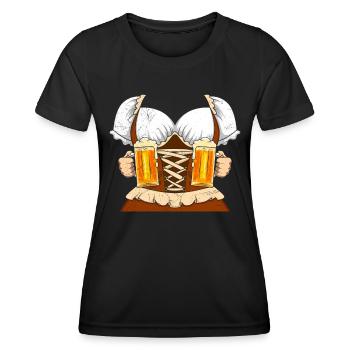 Bierliebhaber Frauen Dirndl Shirt Frau - Frauen Funktions-T-Shirt - Schwarz - Vorne - AI Model Female 172 light (172cm)
