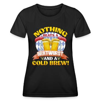 Bierfan Nichts geht über Bratwurst und kühles Bier - Frauen Funktions-T-Shirt - Schwarz - Vorne - AI Model Female 172 light (172cm)
