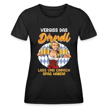 Bierfan Frauen Vergiss das Dirndl Bayerisches - Frauen Funktions-T-Shirt - Schwarz - Vorne - AI Model Female 172 light (172cm)