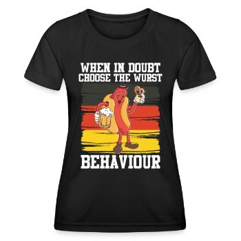 Deutsches Essen When In Doubt Choose the Wurst - Frauen Funktions-T-Shirt - Schwarz - Vorne - AI Model Female 172 light (172cm)