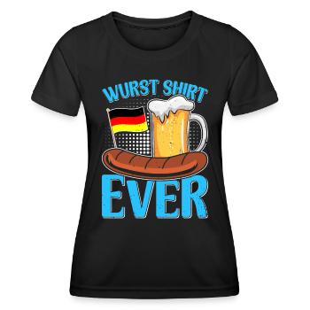 Wurst Shirt Ever Deutsches Essen Bratwurst - Frauen Funktions-T-Shirt - Schwarz - Vorne - AI Model Female 172 light (172cm)