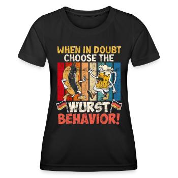 Deutsches Essen When In Doubt Choose the Wurst - Frauen Funktions-T-Shirt - Schwarz - Vorne - AI Model Female 172 light (172cm)