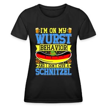 Deutschland On my Wurst Behavior Brezeln Bierfan - Frauen Funktions-T-Shirt - Schwarz - Vorne - AI Model Female 172 light (172cm)