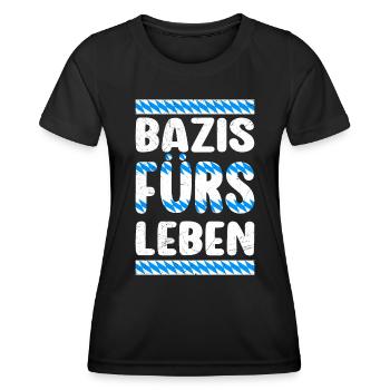 Bazis fürs Leben Bayerische Freunde Blau Weiß - Frauen Funktions-T-Shirt - Schwarz - Vorne - AI Model Female 172 light (172cm)