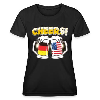 Cheers! Beer Mug Germany USA Beer Fan German - Women's Functional T-Shirt - black - Front - AI Model Female 172 light (172cm)