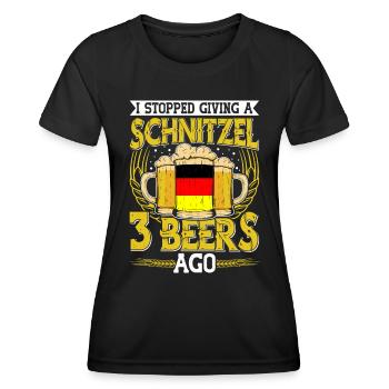 Deutschland Bierfan Stopped Giving a Schnitzel - Frauen Funktions-T-Shirt - Schwarz - Vorne - AI Model Female 172 light (172cm)