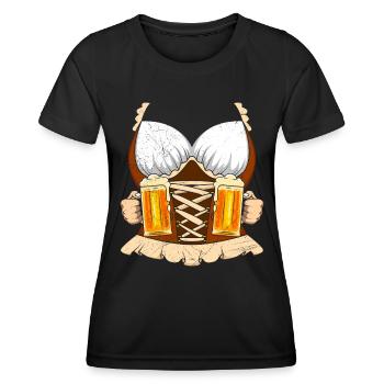 Bierliebhaber Frauen Dirndl Shirt Frau - Frauen Funktions-T-Shirt - Schwarz - Vorne - AI Model Female 172 light (172cm)