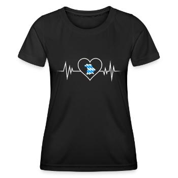Bavaria Heart palpitations flag Bavarian White Blue - Women's Functional T-Shirt - black - Front - AI Model Female 172 light (172cm)