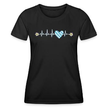 Free State of Bavaria Heart palpitations Bavarian flag - Women's Functional T-Shirt - black - Front - AI Model Female 172 light (172cm)