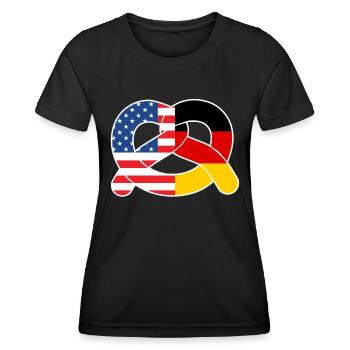 Deutsche Brezeln Amerika Pretzel Bayerisches - Frauen Funktions-T-Shirt - Schwarz - Vorne - AI Model Female 172 light (172cm)