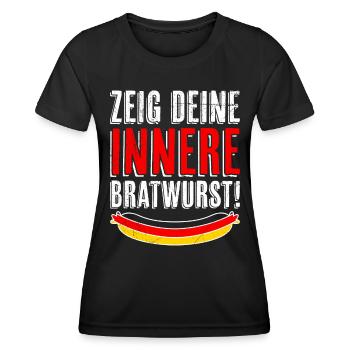 Deutschland Bierfan Zeig deine Innere Bratwurst - Frauen Funktions-T-Shirt - Schwarz - Vorne - AI Model Female 172 light (172cm)