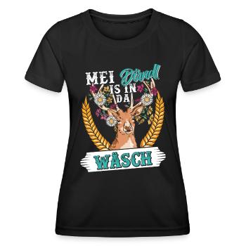 Mein Dirndl is in da Wäsch Bayerisches Dirndl Shir - Frauen Funktions-T-Shirt - Schwarz - Vorne - AI Model Female 172 light (172cm)
