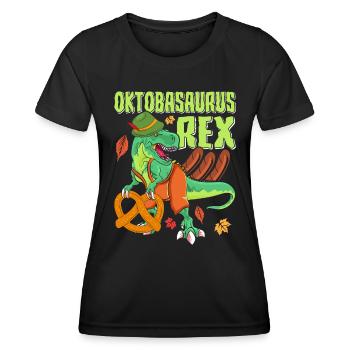 Oktobasaurus Rex Dinosaur Pretzel - Women's Functional T-Shirt - black - Front - AI Model Female 172 light (172cm)