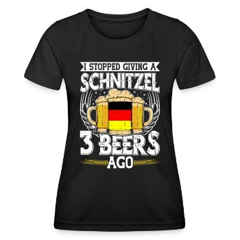 Deutschland Bierfan Stopped Giving a Schnitzel - Frauen Funktions-T-Shirt - Schwarz - Vorne - AI Model Female 172 light (172cm)