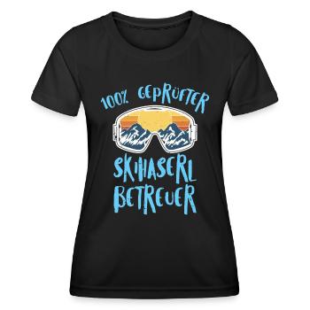 Skihasen 100 % Geprüfter Skihaserl Betreuer - Frauen Funktions-T-Shirt - Schwarz - Vorne - AI Model Female 172 light (172cm)