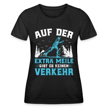 Ski Touring Auf der Extra Meile kein Verkehr - Frauen Funktions-T-Shirt - Schwarz - Vorne - AI Model Female 172 light (172cm)