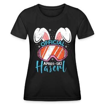 Official Apres-Ski Haserl Skihasen Skifahren - Frauen Funktions-T-Shirt - Schwarz - Vorne - AI Model Female 172 light (172cm)