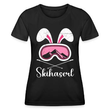 Skihaserl Skihasen Shirt Skihasen Apres Party - Frauen Funktions-T-Shirt - Schwarz - Vorne - AI Model Female 172 light (172cm)