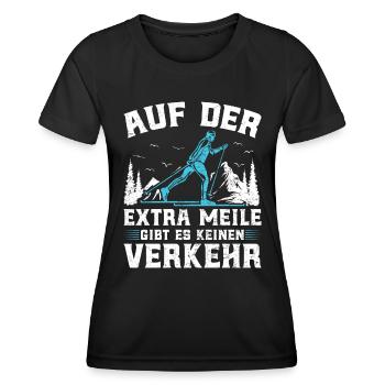 Ski Touring Auf der Extra Meile kein Verkehr - Frauen Funktions-T-Shirt - Schwarz - Vorne - AI Model Female 172 light (172cm)