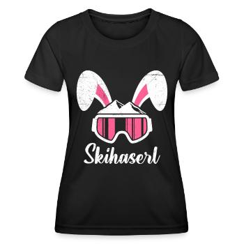 Skihaserl Skihasen Shirt Skihasen Apres Party - Frauen Funktions-T-Shirt - Schwarz - Vorne - AI Model Female 172 light (172cm)