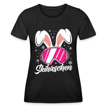 Skihäschen rosa Skibrille Apres-Ski Party - Frauen Funktions-T-Shirt - Schwarz - Vorne - AI Model Female 172 light (172cm)