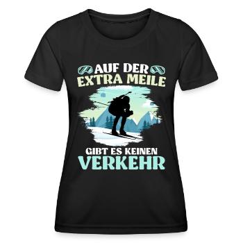 Skibergsteigen Auf der Extra Meile Kein Verkehr - Frauen Funktions-T-Shirt - Schwarz - Vorne - AI Model Female 172 light (172cm)