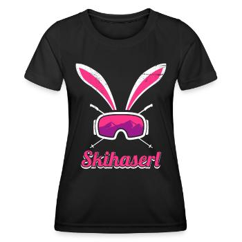 Skihaserl Skihasen Shirt Skihasen Apres Party - Frauen Funktions-T-Shirt - Schwarz - Vorne - AI Model Female 172 light (172cm)