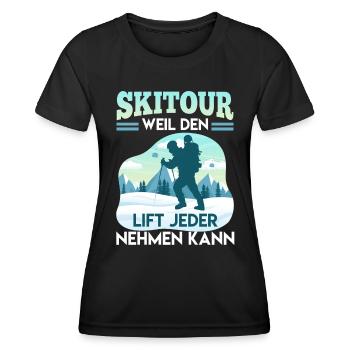 Ski Tour Weil den Lift Jeder Nehmen kann - Frauen Funktions-T-Shirt - Schwarz - Vorne - AI Model Female 172 light (172cm)