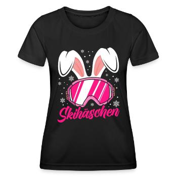 Skihäschen rosa Skibrille Apres-Ski Party - Frauen Funktions-T-Shirt - Schwarz - Vorne - AI Model Female 172 light (172cm)