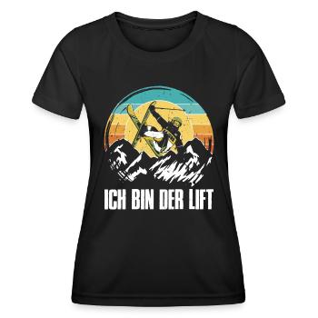 Skibergsteiger Ich bin der Lift Skitouring - Frauen Funktions-T-Shirt - Schwarz - Vorne - AI Model Female 172 light (172cm)