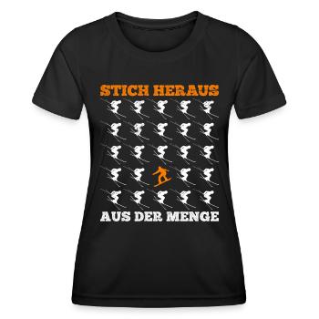 Snowboard Shirt Stich Heraus aus der Menge - Frauen Funktions-T-Shirt - Schwarz - Vorne - AI Model Female 172 light (172cm)