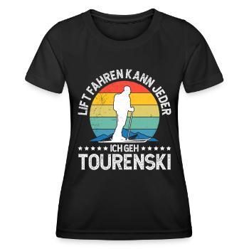 Lift Fahren kann Jeder Ich Geh Tourenski - Frauen Funktions-T-Shirt - Schwarz - Vorne - AI Model Female 172 light (172cm)
