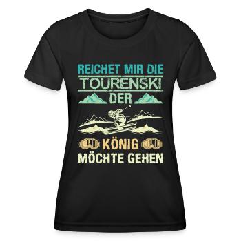Ski Touring Reichet mir die Tourenski - Frauen Funktions-T-Shirt - Schwarz - Vorne - AI Model Female 172 light (172cm)