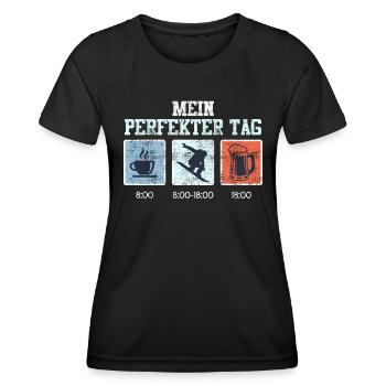 Snowboard Mein Perfekter Tag Kaffee Snowboarden - Frauen Funktions-T-Shirt - Schwarz - Vorne - AI Model Female 172 light (172cm)