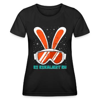 Skihasen Apres-Ski Party Es Eskaliert Eh - Frauen Funktions-T-Shirt - Schwarz - Vorne - AI Model Female 172 light (172cm)