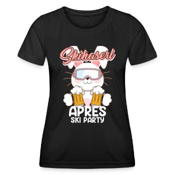 Skihaserl Apres Ski Party Bierfan Biertrinker - Frauen Funktions-T-Shirt - Schwarz - Vorne - AI Model Female 172 light (172cm)