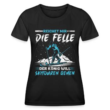Ski Touring Reichet mir die Felle Skibergsteigen - Frauen Funktions-T-Shirt - Schwarz - Vorne - AI Model Female 172 light (172cm)