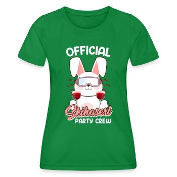 Official Skihaserl Party Crew Skifahrerin - Frauen Funktions-T-Shirt - Kelly Green - Vorne - AI Model Female 172 dark (172cm)