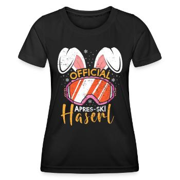 Official Apres-Ski Haserl Skihasen Skifahren - Frauen Funktions-T-Shirt - Schwarz - Vorne - AI Model Female 172 light (172cm)