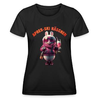 Apres-Ski Häschen Cool mit Cocktail Ski Party - Frauen Funktions-T-Shirt - Schwarz - Vorne - AI Model Female 172 light (172cm)