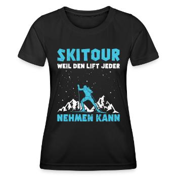 Ski Tour Weil den Lift jeder Nehmen kann - Frauen Funktions-T-Shirt - Schwarz - Vorne - AI Model Female 172 light (172cm)