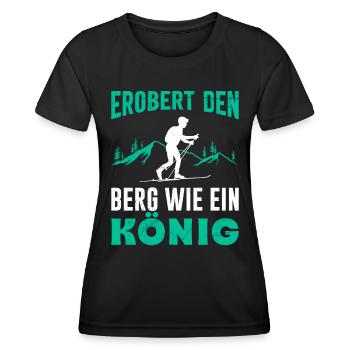 Ski Touring Erobert den Berg wie ein König - Frauen Funktions-T-Shirt - Schwarz - Vorne - AI Model Female 172 light (172cm)