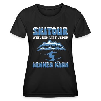 Skitour Weil den Lift Jeder Nehmen Kann - Frauen Funktions-T-Shirt - Schwarz - Vorne - AI Model Female 172 light (172cm)