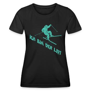 Skibergsteiger Ich bin der Lift Skitouring - Frauen Funktions-T-Shirt - Schwarz - Vorne - AI Model Female 172 light (172cm)
